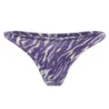 Purple zebra print women's fashion seamless thong bikini bottom, comfortable stylish underwear. - Purple