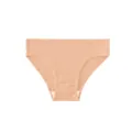 Women's mid-waist seamless ribbed cotton panties comfortable breathable solid color underwear - Nude Pink