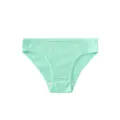 Mint green ribbed cotton briefs women mid-waist breathable seamless underwear panty. - Malachite green
