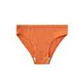 Women mid-waist ribbed breathable pure cotton briefs comfortable solid color panties - Orange Yellow
