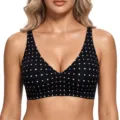 Wireless polka dot bralette for women, comfortable V-neck design, breathable daily underwear. - S / Tops / Black Polka Dot