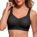 Premium black wireless plus-size bra featuring wide supportive straps for all-day comfort. - S / Black