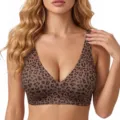 Dames luipaardprint beugel-loze bh comfort naadloze ondergoed sexy V-hals bralette - Donkere Luipaardprint