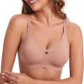Nude seamless wireless jelly bra, deep V with heart cutout and adjustable straps SKU. - S / Light Orange Red