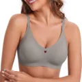 Grey seamless wireless bra with deep V and heart cutout for comfortable daily wear. - Dark Gray
