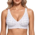 Comfortable women wireless push-up bra in elegant white with black polka dots pattern - S / Tops / White Polka Dot