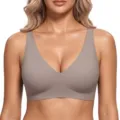 Women seamless wireless bra comfortable soft support daily wear underwear grey colored - Coffee Grey