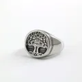 Vintage stainless steel Viking Tree of Life ring, polished solid band for men and women. - Size 7 / Tree of Life Band (04104) / Steel