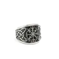Vintage Nordic stainless steel Viking compass ring solid metal band with Celtic knot details - Size 7 / Steel
