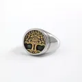 Stainless steel Viking tree of life ring, retro gold and black polished band for daily wear. - Size 7 / Tree of Life Band (04210) / Two-Tone Gold and Silver