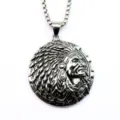 Vintage stainless steel men necklace with native american chief pendant SKU design - Pendant Only (Without Chain)