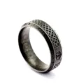 Nordic vintage men's stainless steel ring with antique text and tree of life design. - Size 7 / Steel Color