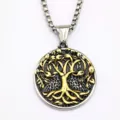 Stainless Steel Tree of Life Pendant Necklace Retro Silver Gold Color Jewelry Variant - Pendant Only (Without Chain) / Two-Tone Gold and Silver