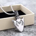 Nordic retro stainless steel arrow pendant necklace with double horse design, main view. - With Chain / Horse Head / 60CM