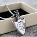 Nordic retro stainless steel wolf arrowhead pendant with chain for men and women stylish. - With Chain / Wolf Head / 60CM