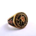 Medieval Templar cross gold stainless steel men ring, vintage religious knight signet ring. - Size 9 / Gold Epoxy