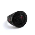 Men stainless steel retro gothic ring black armor cross biker fashion jewelry gift - Size 9 / Black Enamel