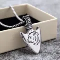 Stainless steel arrow pendant necklace with animal engraving design for men and women retro style. - With Chain / Bear Head / 60CM