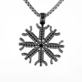 Stainless steel Viking compass pendant necklace for men, vintage Nordic retro jewelry accessory. - Steel Color / With 60cm Chain
