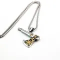 Collana con ciondolo a forma di ascia bussola vichinga in acciaio inossidabile per uomo retro. - un solo ciondolo, senza catena / Bicolore Oro e Argento