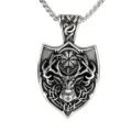 Vintage Men Stainless Steel Viking Compass Stag Head Shield Pendant Necklace Jewelry - With Chain / 60CM / Steel