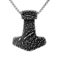 Collier pendentif Marteau de Thor vintage pour homme en acier inoxydable style viking. - Pendentif Uniquement (01819) / Acier