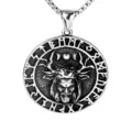 Vintage stainless steel Viking rune pendant necklace for men, cool gothic talisman jewelry. - Pendant Only (Without Chain) / Steel