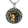 Nordic Viking stag pendant stainless steel retro men necklace vintage amulet jewelry - Pendant Only (Without Chain) / Two-Tone Gold
