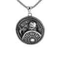 Vintage Viking krijger roestvrij staal hanger ketting voor heren, retro Scandinavische. - 01117 Staal Kleur - Hanger Zonder Ketting