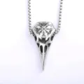 Stainless Steel Viking Compass Raven Skull Pendant Necklace for Men Retro Jewelry - Pendant Only (Without Chain) / Steel