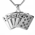 Men's stainless steel poker straight flush card pendant necklace retro style vintage jewelry - Pendant Only (Without Chain)