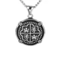 Collier pendentif pièce de pirate vintage en acier inoxydable pour homme argent chic - Pendentif Seul (Sans Chaîne) (02503 Couleur Acier) / Acier
