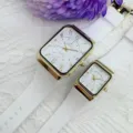 GALAXY τετράγωνο γυναικείο ρολόι quartz με λευκό λουράκι σιλικόνης και χρυσή κάσα μόδας - Γυναικείο Στυλ / Λευκό Καντράν Λευκό Λουράκι (Γυναικείο)