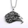 Collier pendentif tête d'aigle en acier inoxydable pour homme, bijou motard rétro. - Pendentif Uniquement (Sans Chaîne)