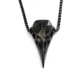 Stainless steel Viking raven skull pendant necklace with Norse compass rune for men and women. - Pendant Only (Without Chain) / Black