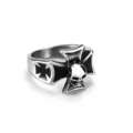 Men titanium steel skull cross ring vintage punk gothic biker jewelry accessory for men - Size 7 / Steel