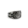 Anello Viking in Acciaio Inossidabile Vintage Valknut Corvo Unisex Moda Gioielli - Taglia 7 / 04811 Tono Argento
