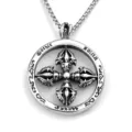 Vintage stainless steel vajra cross pendant necklace for men, gothic style punk jewelry. - Steel Color - Single Pendant