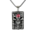 Collar Colgante Calavera Ojos Rojos Hombre Acero Inoxidable Retro Gotico Biker Joyas - Colgante Solo (Sin Cadena) (10607) / Color acero