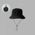 Black outdoor waterproof bucket hat with sun protection, adjustable chin strap and packable. - Outdoor Storage (Black) - Rope Not Included