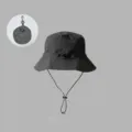 Dark grey packable bucket hat for outdoor travel, waterproof and quick-drying with chin strap. - Outdoor Storage (Grey) - Rope Not Included