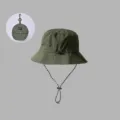 Waterproof green bucket hat, packable outdoor sun hat with chin cord for travel hiking. - Outdoor Storage (Army Green) - Without Rope