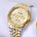 Herren Zweifarbige Edelstahl Quarz Uhr Business Mode Langlebige Herrenarmbanduhr - Bicolor Goldzifferblatt