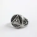 Vintage Stainless Steel All-Seeing Eye Ring Retro Silver Color Men Women Jewelry - Size 9 / Steel