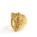 Retro Stainless Steel Men Ring Angel Dragon Slaying Shield Punk Ring Cool Jewelry Gift - 09210 Gold Tone / Size 9