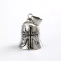 Pendentif cloche croix ailes d'ange en acier inoxydable pour collier moto biker - Cloche Ailes et Croix Noire (06801)