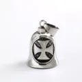 Superbe Pendentif Cloche Moto Vintage en Acier Inoxydable Bijou Biker Tendance Chic - Cloche Croix de Fer (06803)