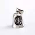 Pendentif cloche de moto en acier inoxydable rétro avec design de rune unique et finition solide. - Cloche aux Runes Nordiques (06805)