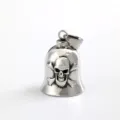 Pendentif cloche tête de mort 3D en acier inoxydable vintage pour moto style rock. - Cloche Crâne et Tibias (06808)