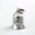Pendentif cloche viking en acier inoxydable, accessoire rétro moto pour look unique et stylé. - Cloche Symbole Valknut (06811)